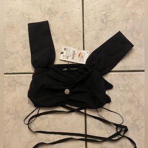 zara black top size XS
